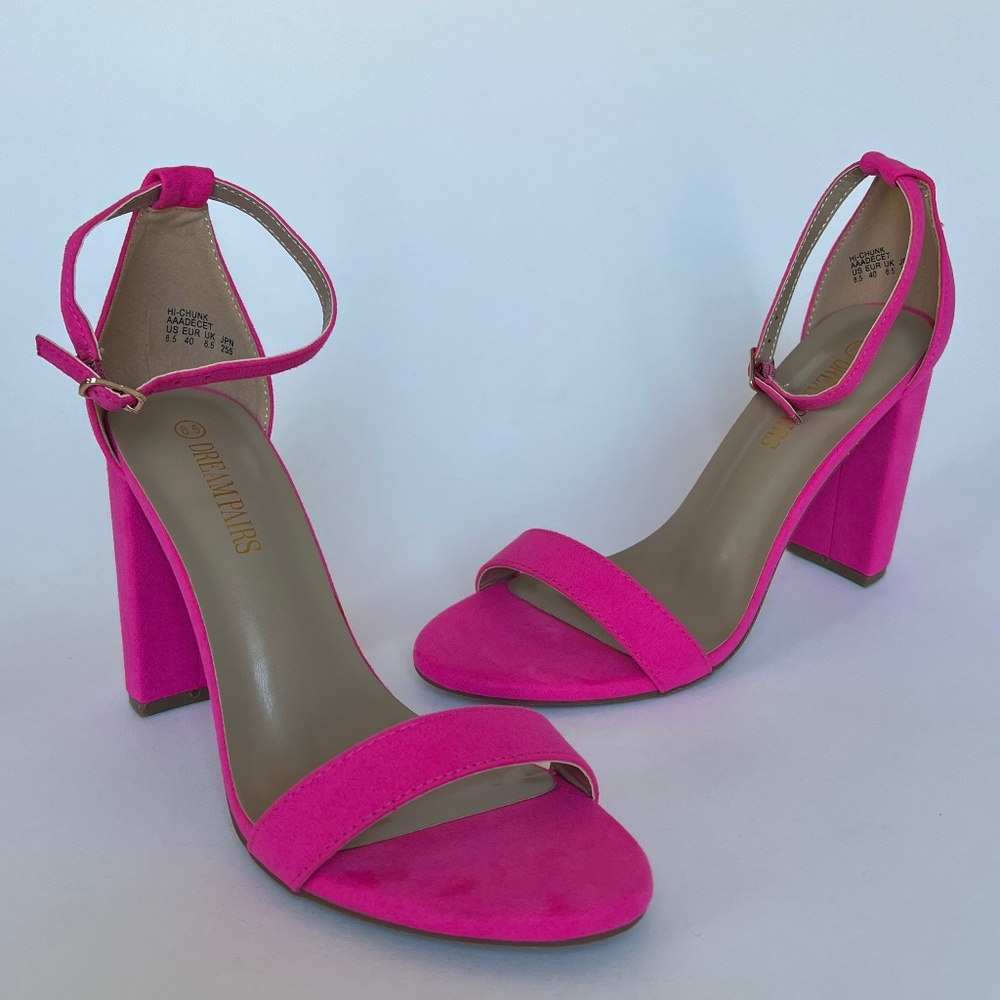 Dream Pairs | Chunky High-Heel Sandals | Bright Pink | Women's Size 8.5 | NWT